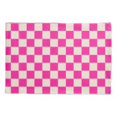 Heet roze en bruine ruitpatroon kussensloop (Achterkant-Links)