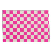 Heet roze en bruine ruitpatroon kussensloop (Achterkant-Rechts)