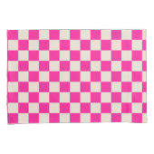 Heet roze en bruine ruitpatroon kussensloop (Voorkant-Rechts)