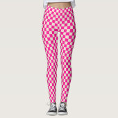Heet roze en bruine ruitpatroon leggings (Voorkant)