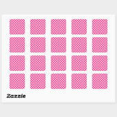 Heet roze en bruine ruitpatroon vierkante sticker (Vel)