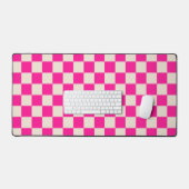 Heet roze en bruine schaakbordpatroon bureaumat (Keyboard & Muis)