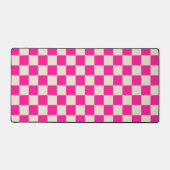 Heet roze en bruine schaakbordpatroon bureaumat (Voorkant)