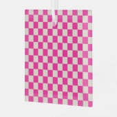 Heet roze en bruine schaakbordpatroon glas ornament (Voorkant links)