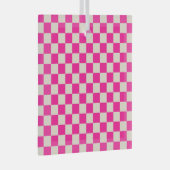 Heet roze en bruine schaakbordpatroon glas ornament (Voorkant Rechts)