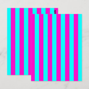 Heet Roze En Cyaan Blauw Groen Turquoise Strepen Briefkaart
