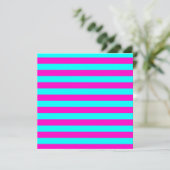 Heet roze en cyaan blauw groen turquoise strepen kaart (Staand voorkant)