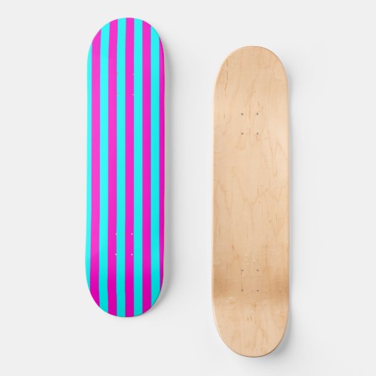 Heet roze en cyaan blauw groen turquoise strepen persoonlijk skateboard (Voorkant)