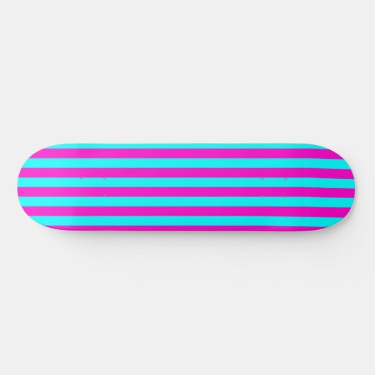 Heet roze en cyaan blauw groen turquoise strepen persoonlijk skateboard (Horizontaal)