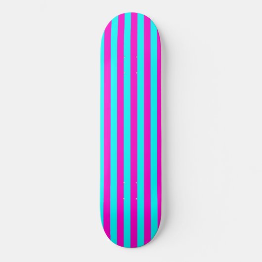 Heet roze en cyaan blauw groen turquoise strepen persoonlijk skateboard (Voorkant)