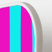 Heet roze en cyaan blauw groen turquoise strepen pickleball paddle (Links Detail)