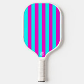 Heet roze en cyaan blauw groen turquoise strepen pickleball paddle (Achterkant)