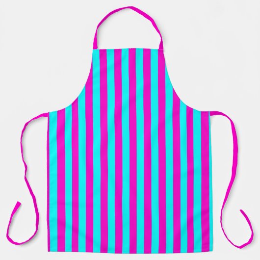 Heet roze en cyaan blauw groen turquoise strepen schort (Voorkant)
