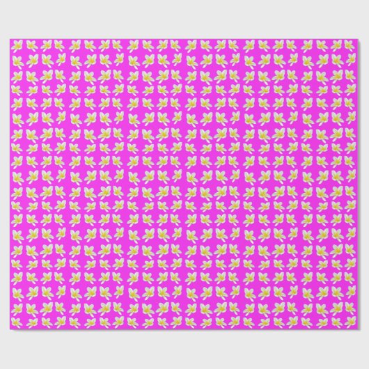 Heet Roze en Geel Frangipani Patroon, Cadeaupapier (Vlak)