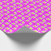 Heet Roze en Geel Frangipani Patroon, Cadeaupapier (Hoek)