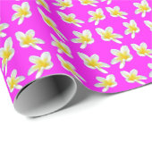 Heet Roze en Geel Frangipani Patroon, Cadeaupapier (Rol Hoek)