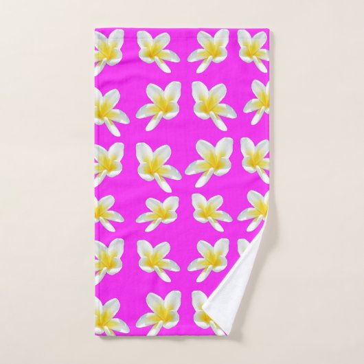 Heet Roze en Geel Frangipani Patroon, Handdoek (Handdoek)