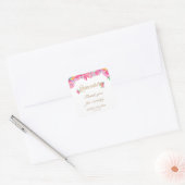 Heet Roze en Goud Bloemen Dank u Quinceanera Vierkante Sticker (Envelop)
