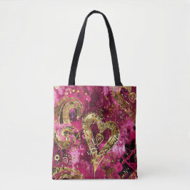 HEET ROZE EN GOUD GLITTER UITZIEN VALENTIJN HARTEN TOTE BAG