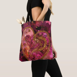 HEET ROZE EN GOUD GLITTER UITZIEN VALENTIJN HARTEN TOTE BAG