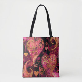 HEET ROZE EN GOUD GLITTER UITZIEN VALENTIJN HARTEN TOTE BAG