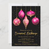 Heet Roze en Goud Kerstmis Ornament Exchange Kaart (Voorkant)