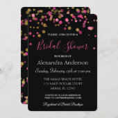 Heet Roze en Gouden Confetti Bruidsfeest Kaart (Voorkant / Achterkant)