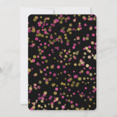 Heet Roze en Gouden Confetti Bruidsfeest Kaart (Achterkant)