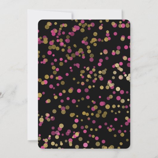 Heet Roze en Gouden Confetti Bruidsfeest Kaart (Achterkant)