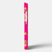 Heet roze en gouden damast monogram Case-Mate iPhone case (Achterkant / Links)