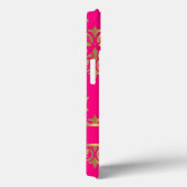 Heet roze en gouden damast monogram Case-Mate iPhone case (Achterkant / Rechts)