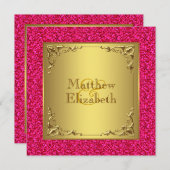 Heet Roze en Gouden Huwelijk Kaart (Voorkant / Achterkant)