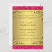 Heet Roze en Gouden Huwelijk Kaart (Achterkant)