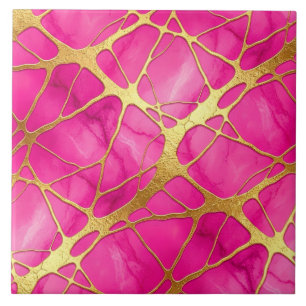 Heet roze en gouden marmer tegeltje
