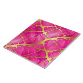 Heet roze en gouden marmer tegeltje (Zijkant)
