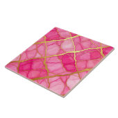 Heet roze en gouden marmer tegeltje (Zijkant)