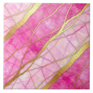 Heet roze en gouden marmer tegeltje