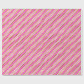Heet roze en gouden strepen cadeaupapier (Vlak)