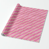Heet roze en gouden strepen cadeaupapier (Uitgerold)