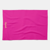 Heet roze en gouden trendy script naam stijlvol theedoek (Horizontaal)