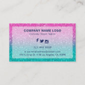 Heet roze en groen glitter ombre visitekaartje (Achterkant)