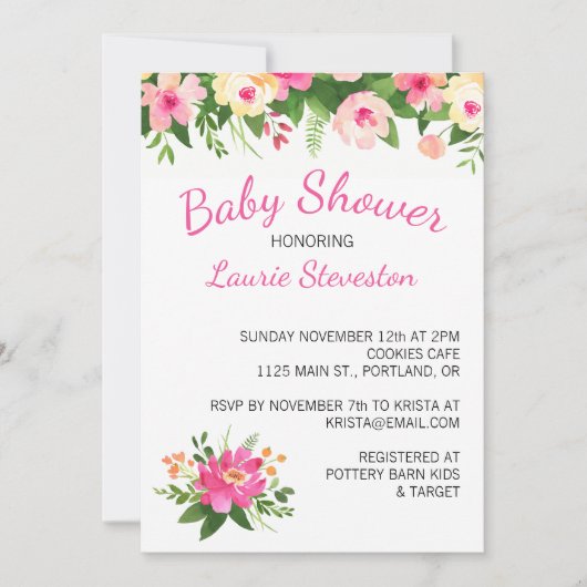 Heet Roze en Groene Bloemen Bloemen Bloemen Bloeme Kaart (Voorkant)