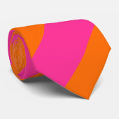 Heet roze en hel oranje strepen stropdas (Opgerold)