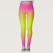 Heet roze en helgele ombré leggings (Voorkant)