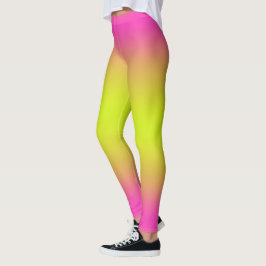 Heet roze en helgele ombré leggings