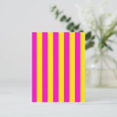 Heet Roze En Kanarie Gele Strepen Briefkaart (Staand voorkant)