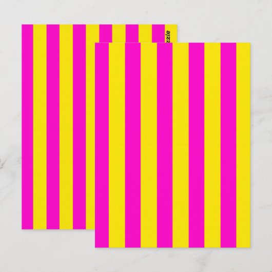 Heet Roze En Kanarie Gele Strepen Briefkaart (Voorkant / Achterkant)