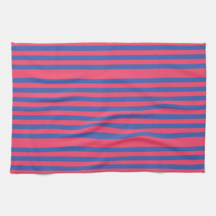 Heet roze en koninklijk blauwe vette verticale str theedoek