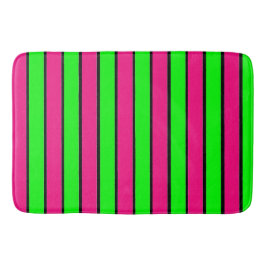 Heet Roze en Lime Groene Strepen Badmat