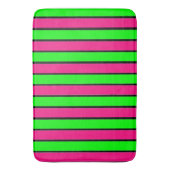 Heet Roze en Lime Groene Strepen Badmat (Voorkant Verticaal)